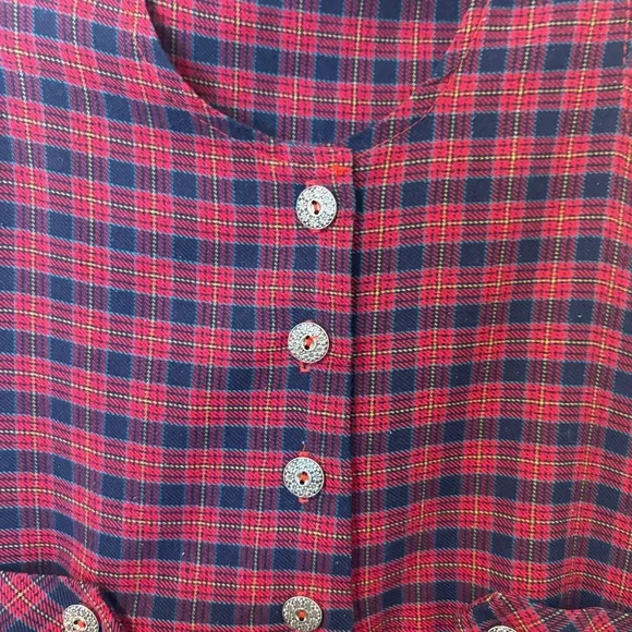 Vintage girls size 8 tartan plaid jumper overall dress buttons - Picture 6 of 9